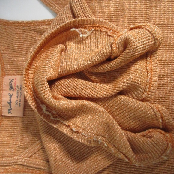 Michael Stars Tank Top Orange Fitted One Size Y2K Long Ribbed Made in The USA - Picture 8 of 9